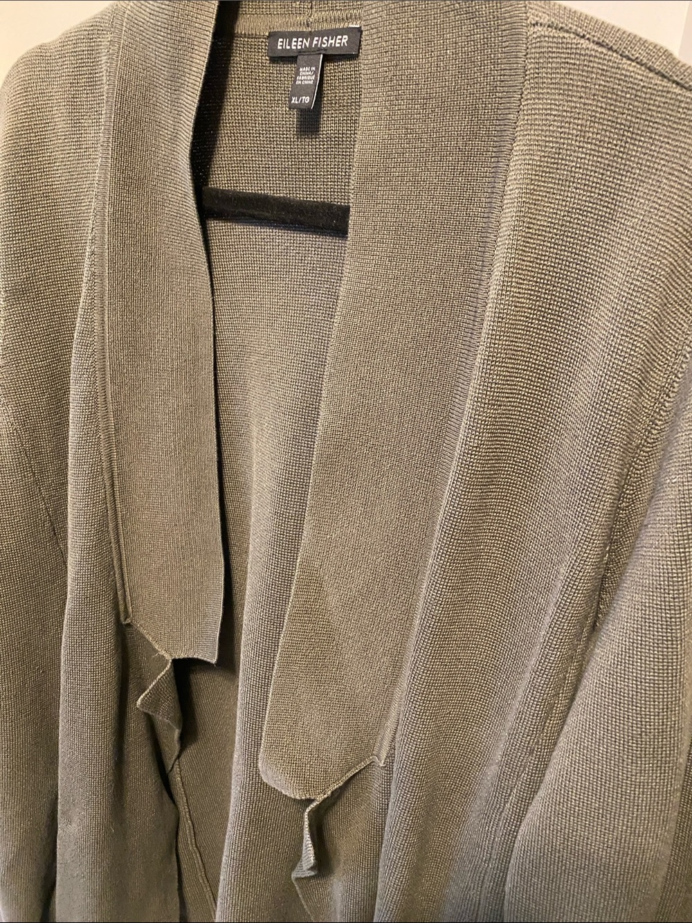 Eileen Fisher Olive Open Drape Knit Cardigan